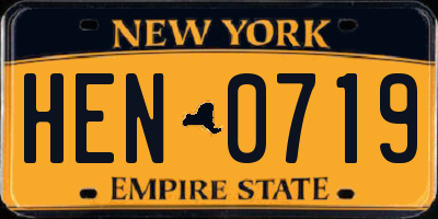 NY license plate HEN0719
