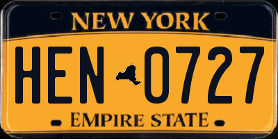 NY license plate HEN0727