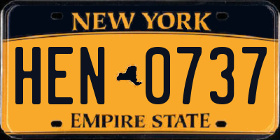 NY license plate HEN0737
