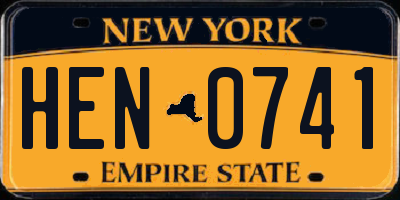 NY license plate HEN0741