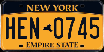 NY license plate HEN0745