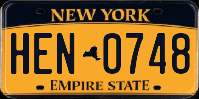 NY license plate HEN0748