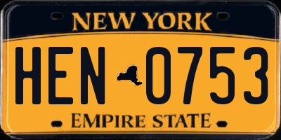 NY license plate HEN0753