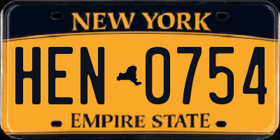 NY license plate HEN0754
