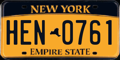 NY license plate HEN0761