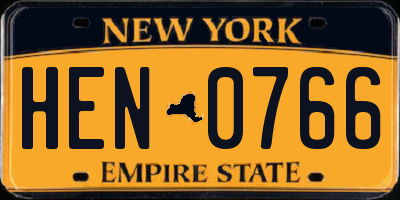 NY license plate HEN0766