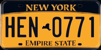 NY license plate HEN0771