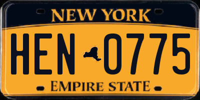 NY license plate HEN0775
