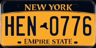 NY license plate HEN0776