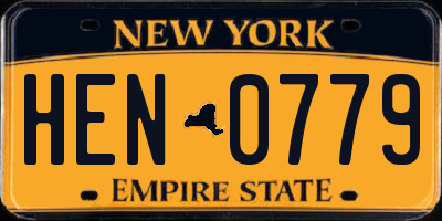 NY license plate HEN0779