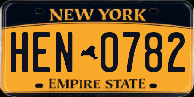 NY license plate HEN0782
