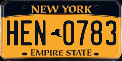 NY license plate HEN0783