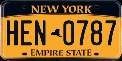 NY license plate HEN0787