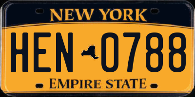 NY license plate HEN0788