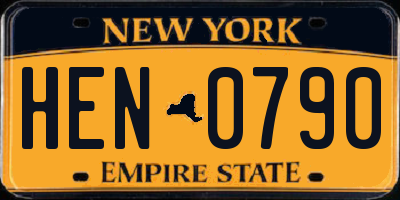 NY license plate HEN0790