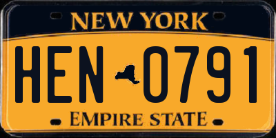 NY license plate HEN0791