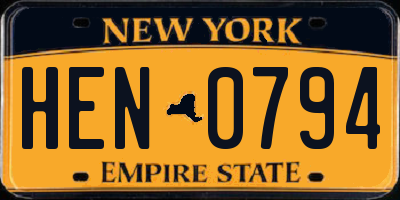 NY license plate HEN0794