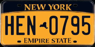 NY license plate HEN0795