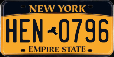 NY license plate HEN0796