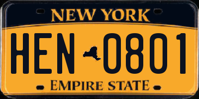 NY license plate HEN0801