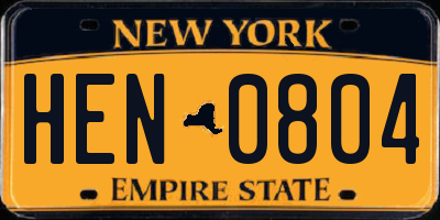 NY license plate HEN0804