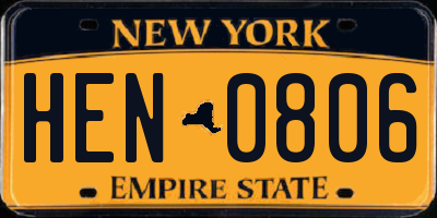 NY license plate HEN0806