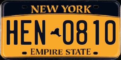 NY license plate HEN0810