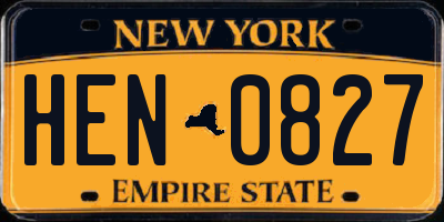NY license plate HEN0827