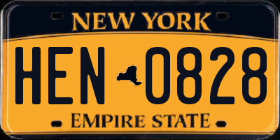 NY license plate HEN0828