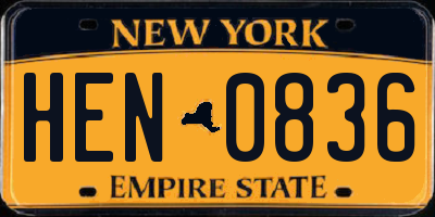 NY license plate HEN0836