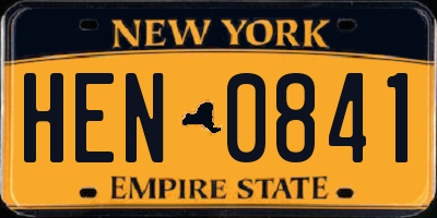 NY license plate HEN0841