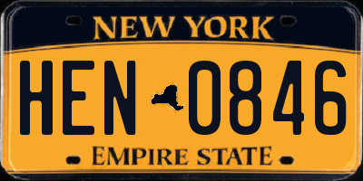 NY license plate HEN0846