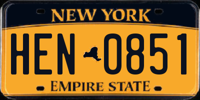NY license plate HEN0851