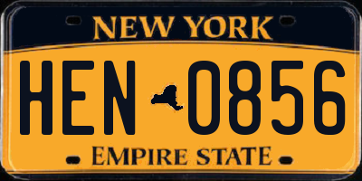 NY license plate HEN0856