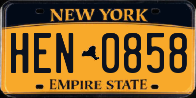 NY license plate HEN0858