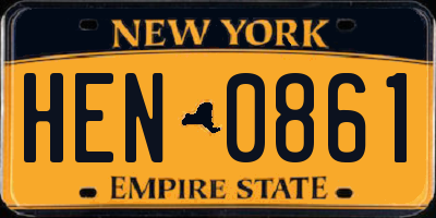 NY license plate HEN0861