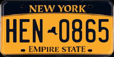 NY license plate HEN0865
