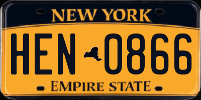 NY license plate HEN0866