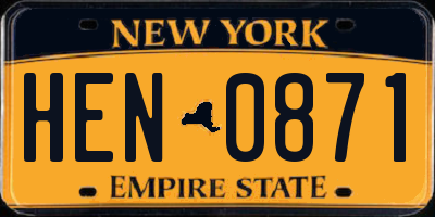 NY license plate HEN0871