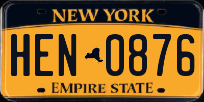 NY license plate HEN0876