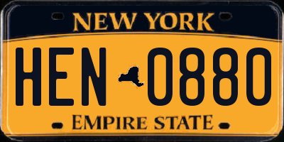 NY license plate HEN0880