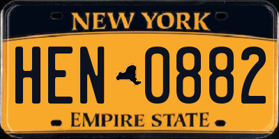 NY license plate HEN0882