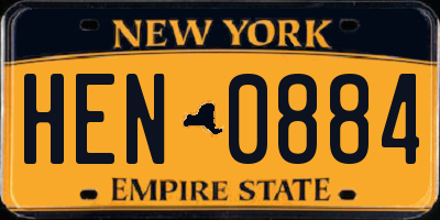 NY license plate HEN0884