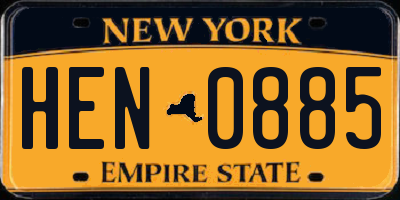NY license plate HEN0885