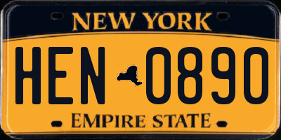 NY license plate HEN0890