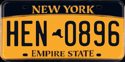 NY license plate HEN0896