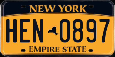 NY license plate HEN0897