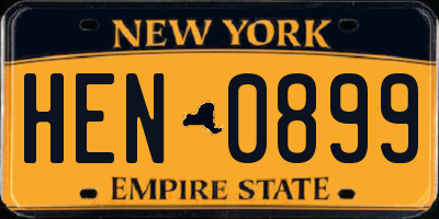 NY license plate HEN0899