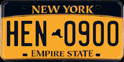 NY license plate HEN0900