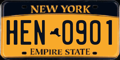 NY license plate HEN0901